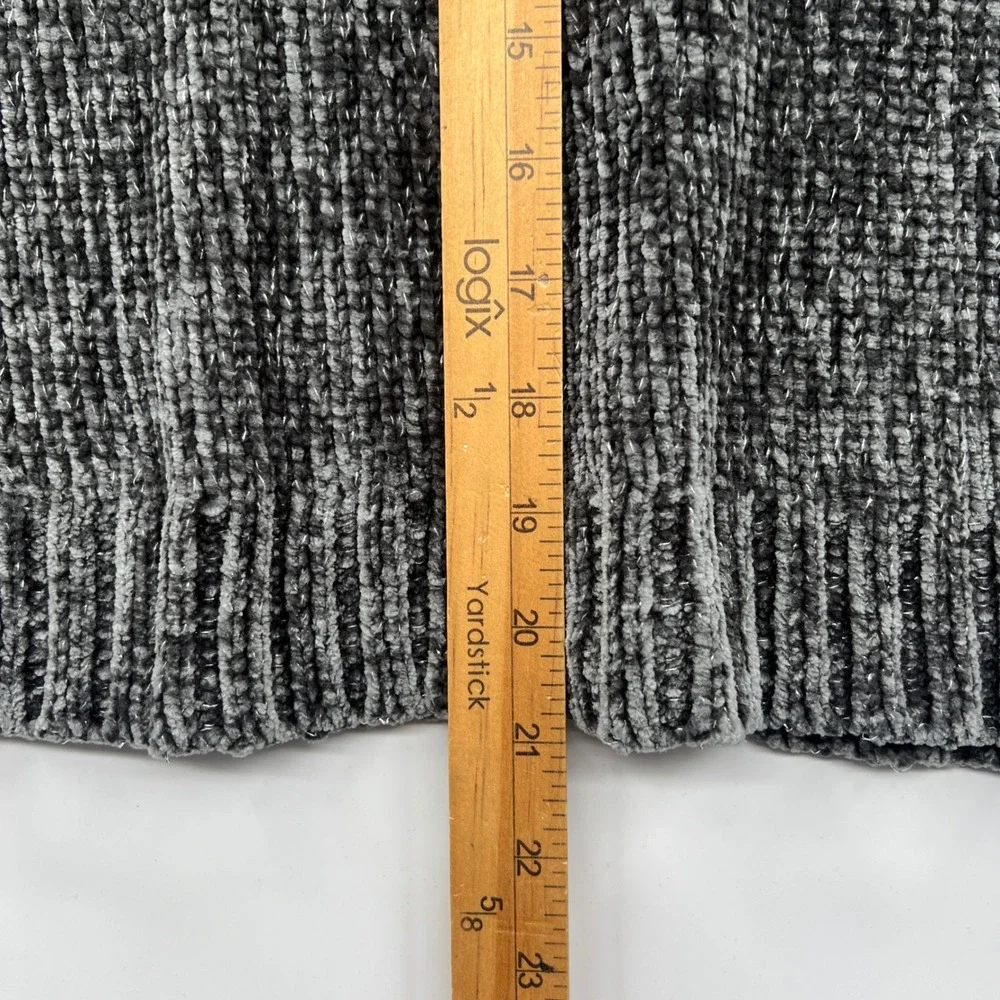 Aerie Women's Chenille Metallic Thread Pullover Sweater Gray Green S Soft Cozy - Picture 5 of 6
